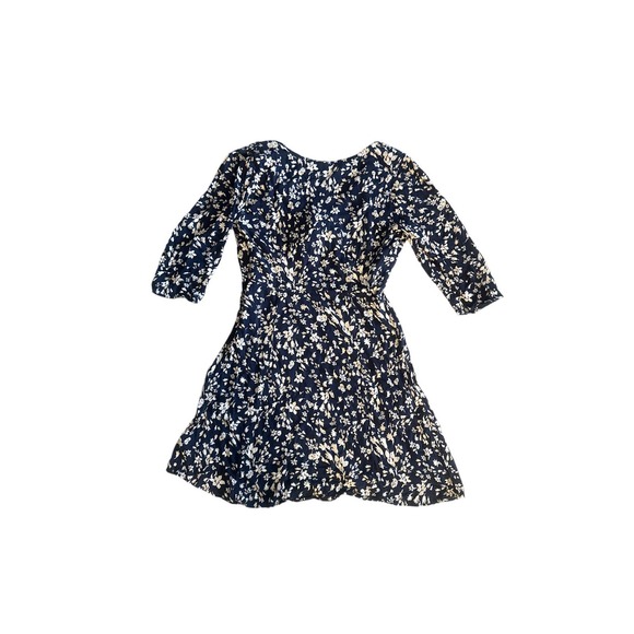 Women M UO Urban Outfitters Gloria Navy Cream Floral 3/4 Slv Mini Tea Dress - Picture 3 of 4